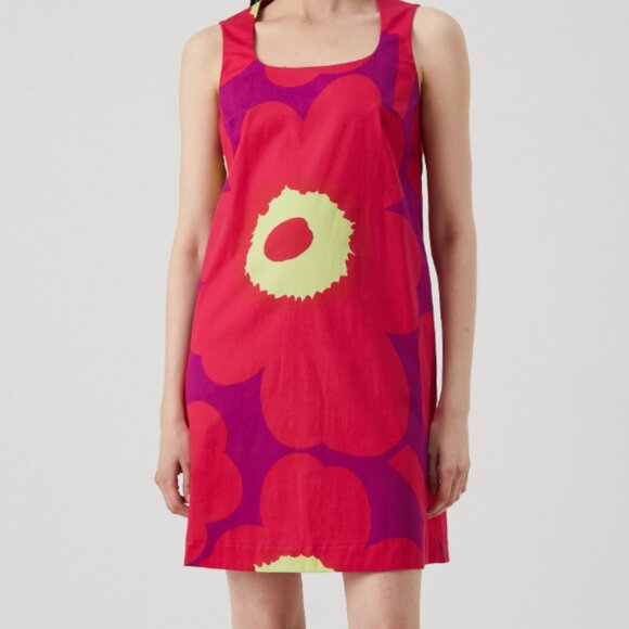 Marimekko Dresses & Skirts - Marimekko Women Dress Silk Unikko Pattern Sleeveless Multicolor Back Zip Size 34